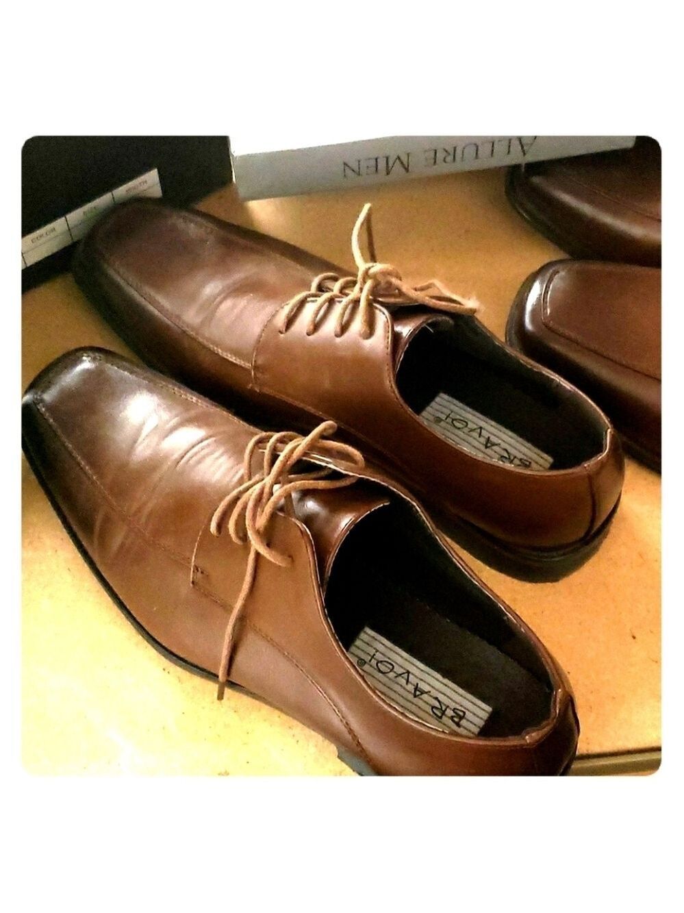 Oxford Brown Tuxedo Dress Shoe Square Toe Size 10